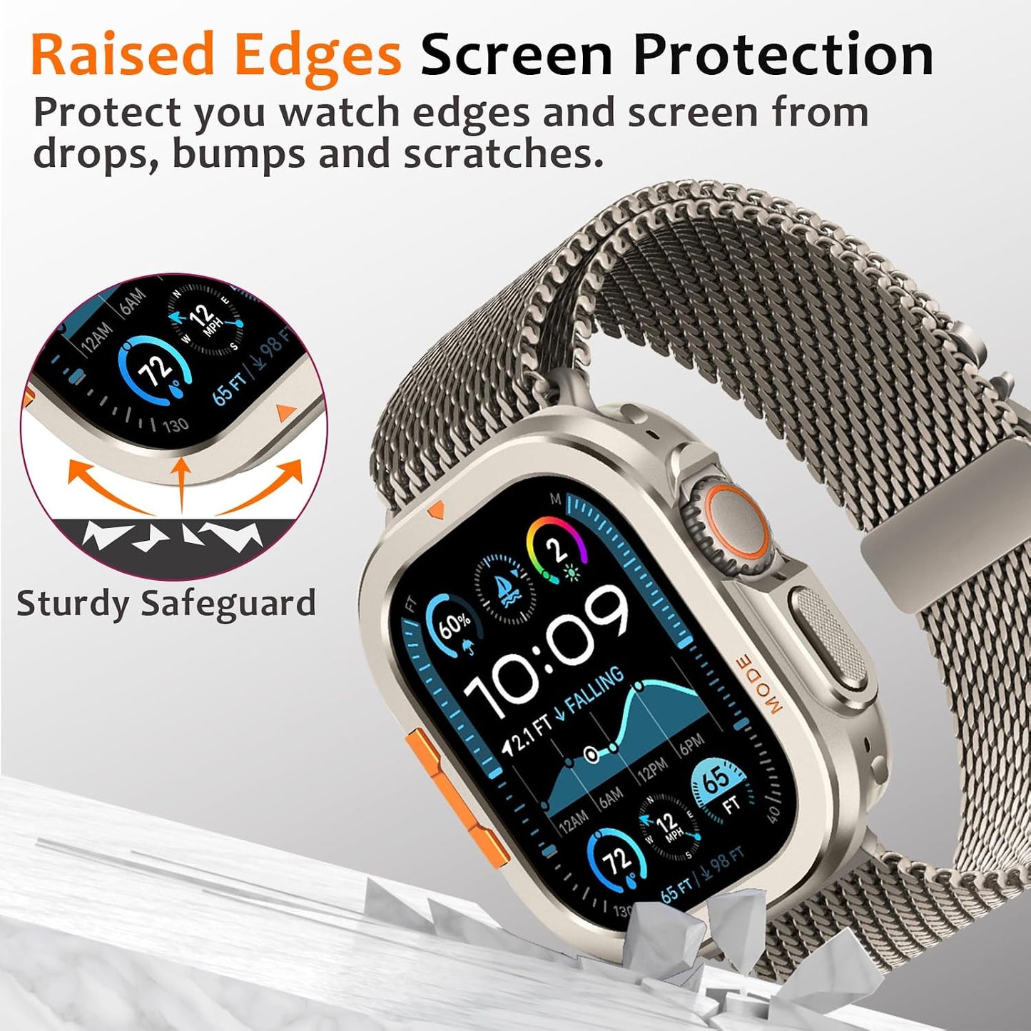 Métal Coque Compatible Avec Apple Watch Ultra 3/2/1 49Mm Avec Couverture Arrière, Robuste Protecteur Anti-Rayures Coque Pour Iwatch Ultra 49Mm, Titane