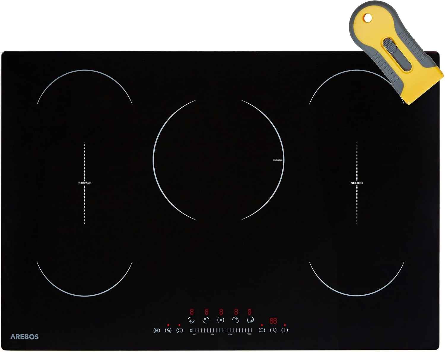 Table De Cuisson À Induction | 9800 W | 5 Plans De Cuisson Avec 2 Zones Flexibles | Avec Sensor Touch, Minuterie, Sécurité Enfants, Protection Contre La Surchauffe, Arrêt Automatique