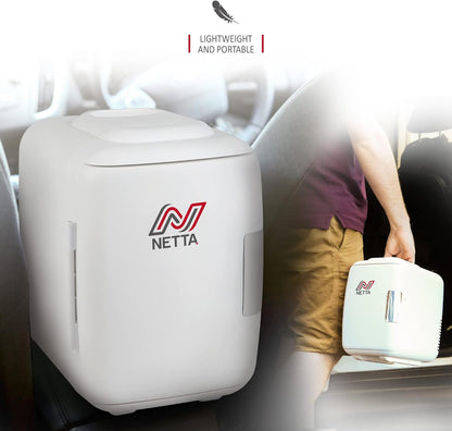 NETTA Mini Réfrigérateur Portable De 5 L Pour Boissons De Bière - Pour Chambre À Coucher, Caravane, Bureau - Avec Fonction De Refroidissement Et De Réchauffement - Portable - AC/DC - Blanc