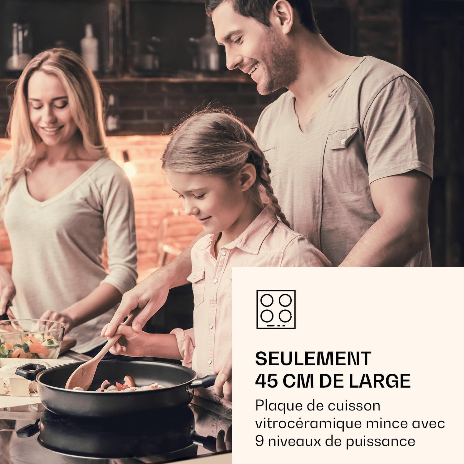 Klarstein Virtuosa 3 Slim Plaque De Cuisson Vitrocéramique - 3 Foyers Jusqu'À 5000 W, 9 Niveaux, Minuterie, Protection Surchauffe, Sécurité Enfant, Commande Tactile