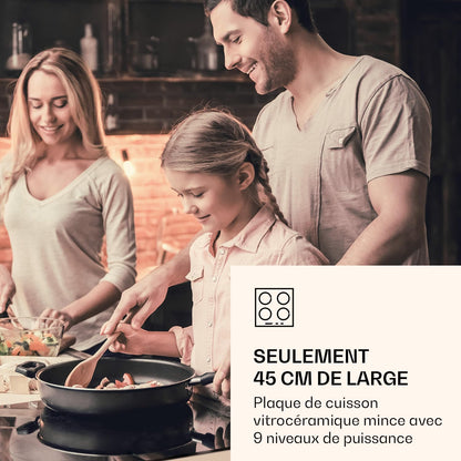 Klarstein Virtuosa 3 Slim Plaque De Cuisson Vitrocéramique - 3 Foyers Jusqu'À 5000 W, 9 Niveaux, Minuterie, Protection Surchauffe, Sécurité Enfant, Commande Tactile