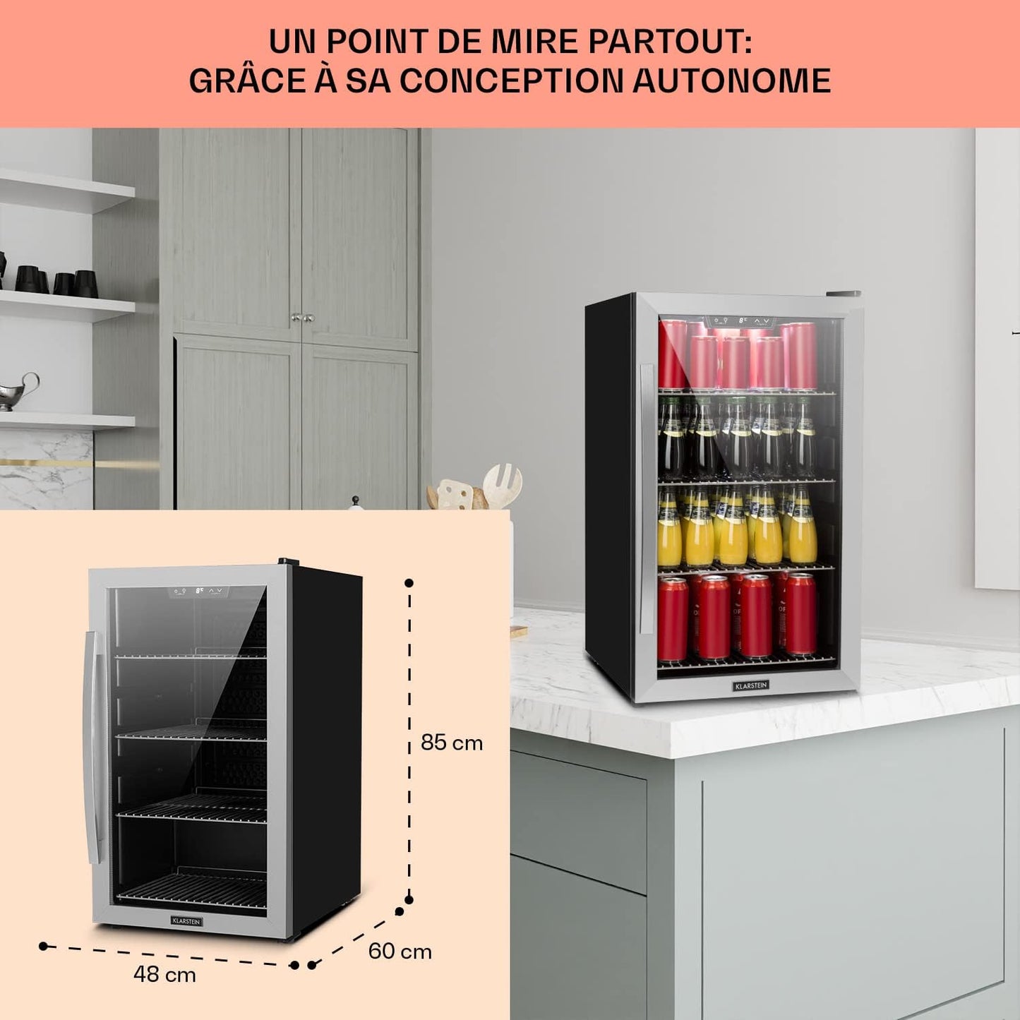 Mini Frigo De Chambre Et Bureau Pour Boisson, Petit Frigo Silencieux, Refrigerateur Mini Bar 124L, Petit Réfrigérateur Camping, Étagères Réglables Pour Le Vin, Cannette, Beer Fridge4