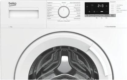 Beko WML91433NP1 B100 Machine À Laver 9 Kg Avec Écran Multifonction Avec Départ Différé, Fonction Addxtra, Retrait Des Poils D'Animaux Domestiques, Fonction De Rajout, Blanc