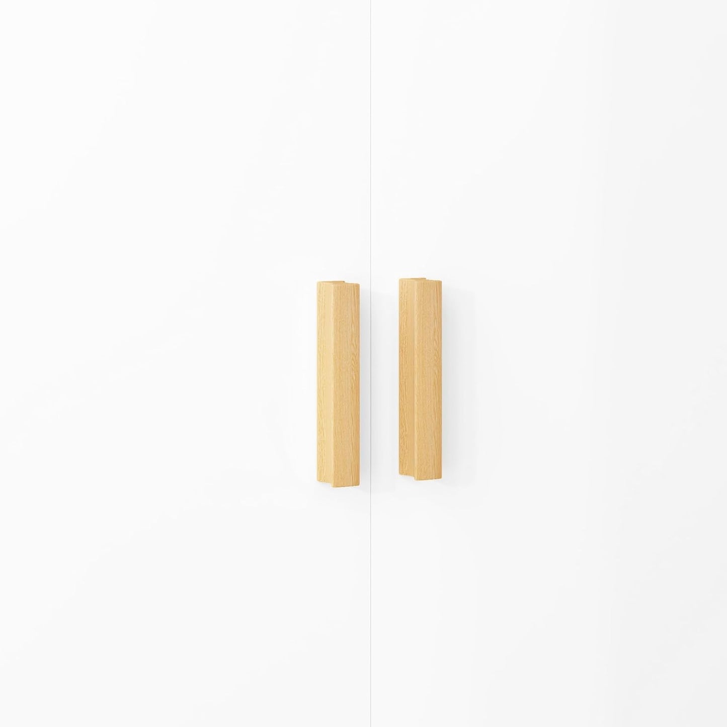 Buffet, Meuble De Rangement, Avec Poignées En Bambou, Étagère Ajustable, Base Surélevée, Pour Salon Cuisine Salle À Manger, 76 X 41,2 X 74 Cm Blanc Et Bois Naturel