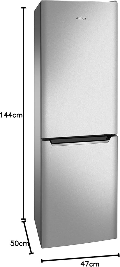 Amica KGCL 384 155-1 E Réfrigérateur-Congélateur Autoportante 157 L Acier Inoxydable