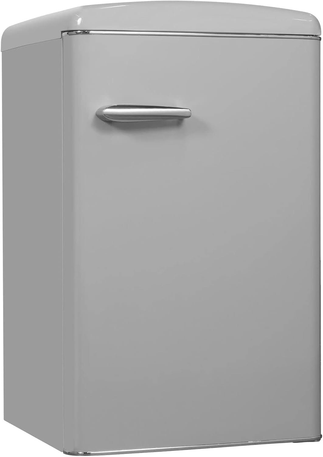 Exquisit Réfrigérateur Rétro RKS120-V-H-160F Gris | Support | Volume 122 L | Gris | Étagère En Verre Et Compartiment À Légumes | Lumière LED | Style Rétro | Roulettes Arrière