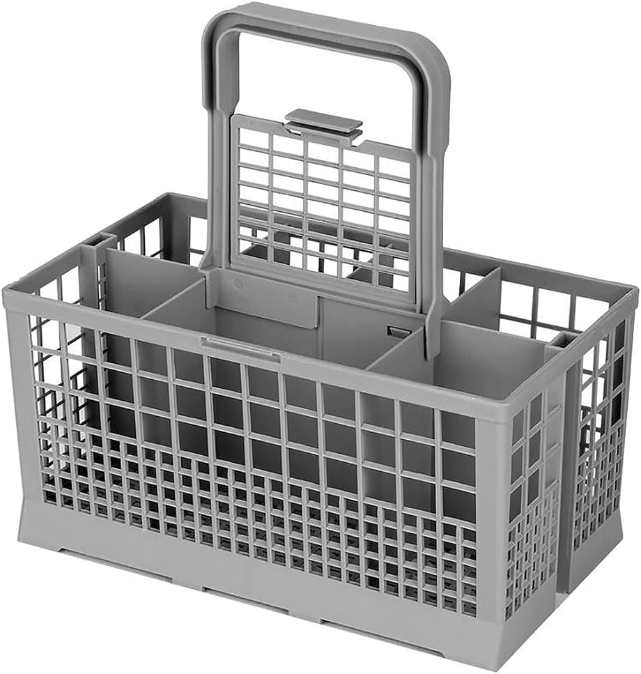 Panier À Couvert Universel Lave-Vaisselle Compatible Avec Compatible Avec Différentes Marques (Bosch/Siemens/Rex/Electrolux), Poignée Amovible, En Plastique, 24P X 24L X 23,5H Cm