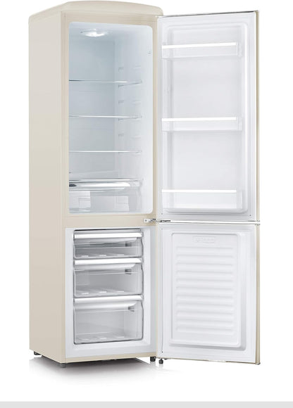 Réfrigérateur Congélateur Combiné, Pose Libre, Longueur 55 Cm, 244 L, Classe D, Combiné Réfrigérateur Design Rétro, Crème, RKG 8919