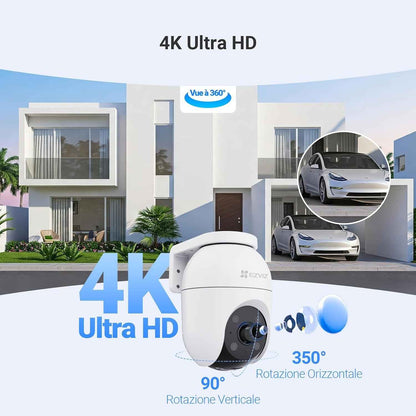 4K(8MP) Caméra Extérieur Wifi À 360° C8C 4K 4Mm | Détection Humaine, Vision Nocturne En Couleur, Suivi Auto-Zoom, Audio Bidirectionnel, IP65 Etanche, Défense Active