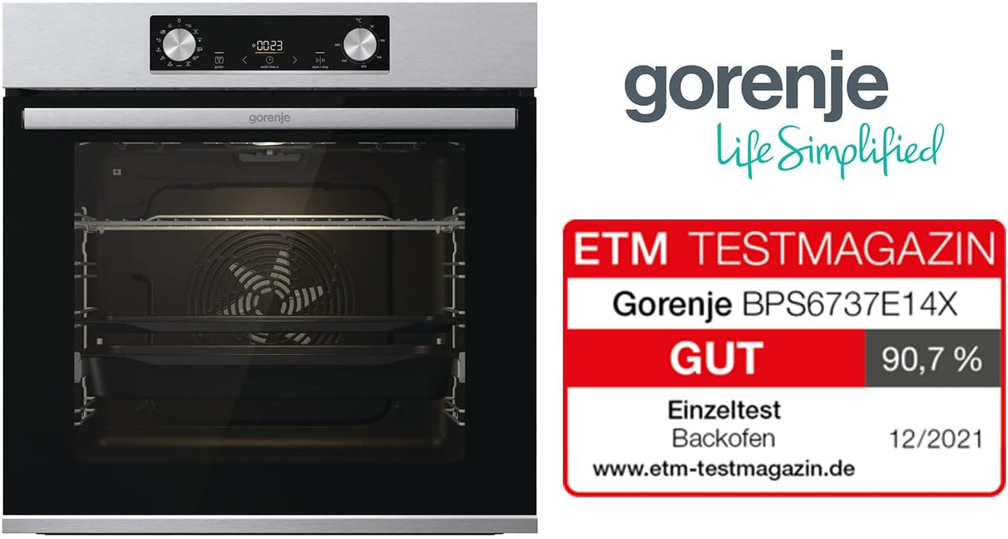 Optibake BPS 6737 E14X Four Encastrable / 77 L/Pyrolyse/Gentleclose & Open/Extrasteam/Air Fry/Mode Pizza 300 °C/Perfectgrill/Tiroirs Télescopiques/Inox