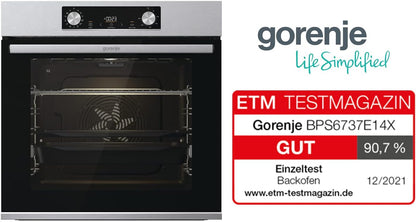 Optibake BPS 6737 E14X Four Encastrable / 77 L/Pyrolyse/Gentleclose & Open/Extrasteam/Air Fry/Mode Pizza 300 °C/Perfectgrill/Tiroirs Télescopiques/Inox