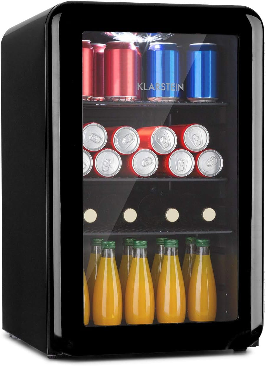 Poplife Refroidisseur De Boissons - Mini-Bar, Réfrigérateur Rétro, 0-10°C, Seulement 39 Db, 70 L, Écologique, Porte À Double Vitrage, Design Rétro, Noir