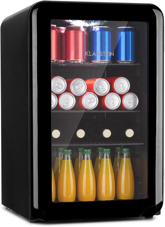 Poplife Refroidisseur De Boissons - Mini-Bar, Réfrigérateur Rétro, 0-10°C, Seulement 39 Db, 70 L, Écologique, Porte À Double Vitrage, Design Rétro, Noir