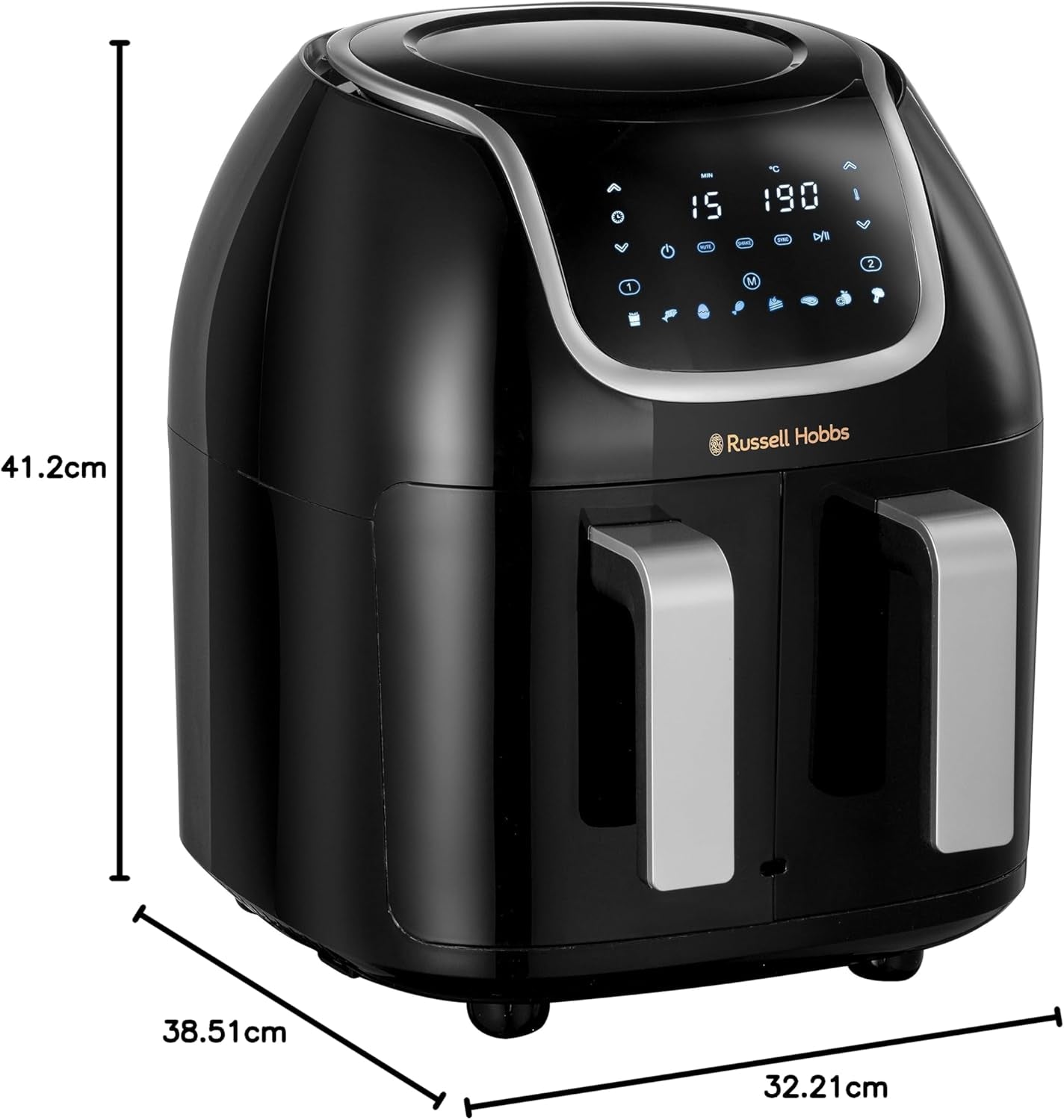 Air Fryer Double Tiroir [2 Paniers 4,25L Ou 8,5L Au Total ] Satisfry Snappi (8 En 1, Écran Tactile, Synchronisation Des Temps De Cuisson, Ajouts D'Aliments) Friteuse Sans Huile 27290-56