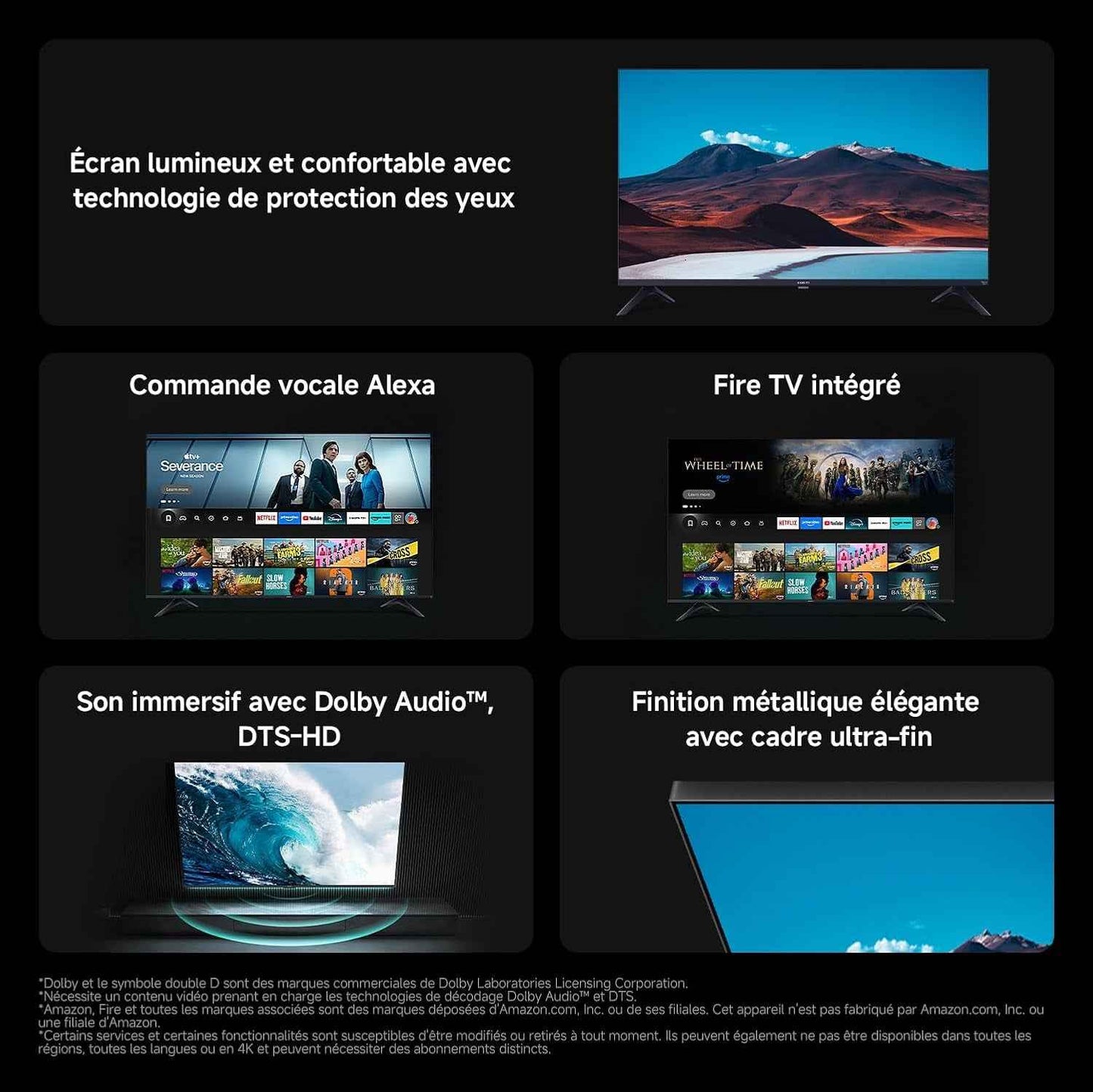 XIAOMI 32 Inch F TV, HD, Smart TV, Contrôle Vocal Alexa, Dolby Audio, DTS Virtual:X, DTS-HD, Airplay Compatible