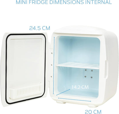 MONCOOK Mini Réfrigérateur - Mini Réfrigérateurs Portables Pour Les Soins De La Peau, La Médecine, La Nourriture Et Les Boissons - Fonction De Refroidissement Et De Réchauffement - 9L - Mono Blanc