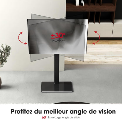 Support TV Sur Pied plus Haut 1,6M Pour 43-85 Pouces,Pied Pour TV Pivotant 50° Inclinable 12° Hauteur Réglable Max VESA 600X400Mm Max Capacité 50 KG (Noir)