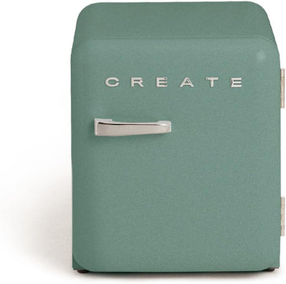 Retro Fridge 50 Silver - Réfrigérateur Vert Sauge Poignée Argent / 85 W, Mini Bar, Une Étagère, Design Rétro, 50 Cm, Deux Étagères, Capacité De 48 L, Économie D'Énergie, 50 X 44 X 49,8 Cm