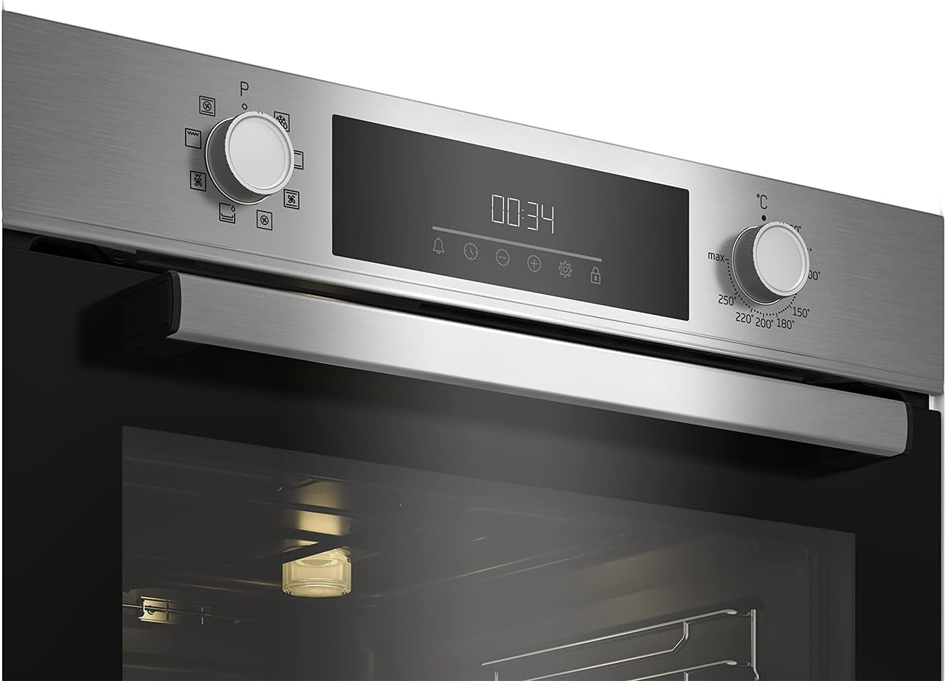 Beko BBIM12300XCE Four Encastrable - 72L, 8 Fonctions De Cuisson, Écran LED, Porte Robuste, Dimensions : H 59,5 X L 59,4 X P 56,7 Cm, Noir, Classe A+