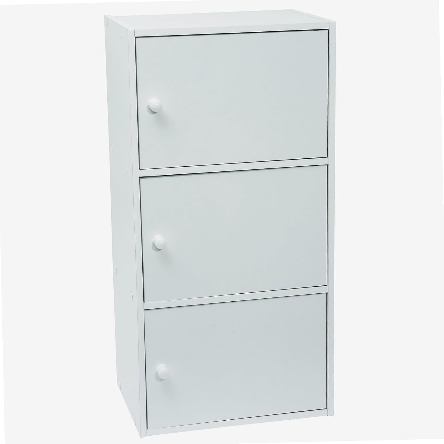 Meuble Blanc À Portes - 3 Portes - Panneaux De Bois MDF - 80 X 40 X 29 Cm - Livré En Kit Avec Plan De Montage - Pou