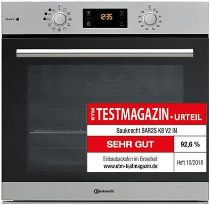Bauknecht BAR2S K8 V2 in Four À Vapeur Avec Sortie De Four À 2 Positions/A+/71 L D'Espace De Cuisson Maxi/Air Chaud/Vapeur Douce Avec Ajout D'Humidité/Nettoyage Facile Avec Intérieur Smartclean, Acier