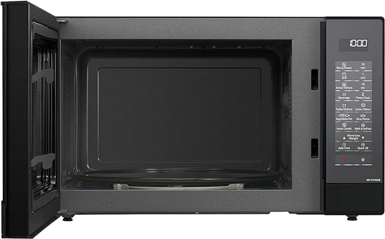 NN-GT46KBSUG Four À Micro-Ondes Et Gril Avec Plateau Tournant, 31 Litres, Aacier Inoxydable, 1000 W, Grill 1100 W, 24 Programmes Auto, Écran LCD, Capteur Genius, Menu Junior, Noir
