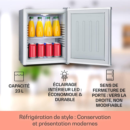 Petit Frigo De Chambre De 23L Pour Snacks Et Boissons, Frigo Top Silencieux, Mini Bar, Réfrigérateur Camping, Frigo Cosmetique, Refrigerateur Avec Étagères Réglables, 5-15°C
