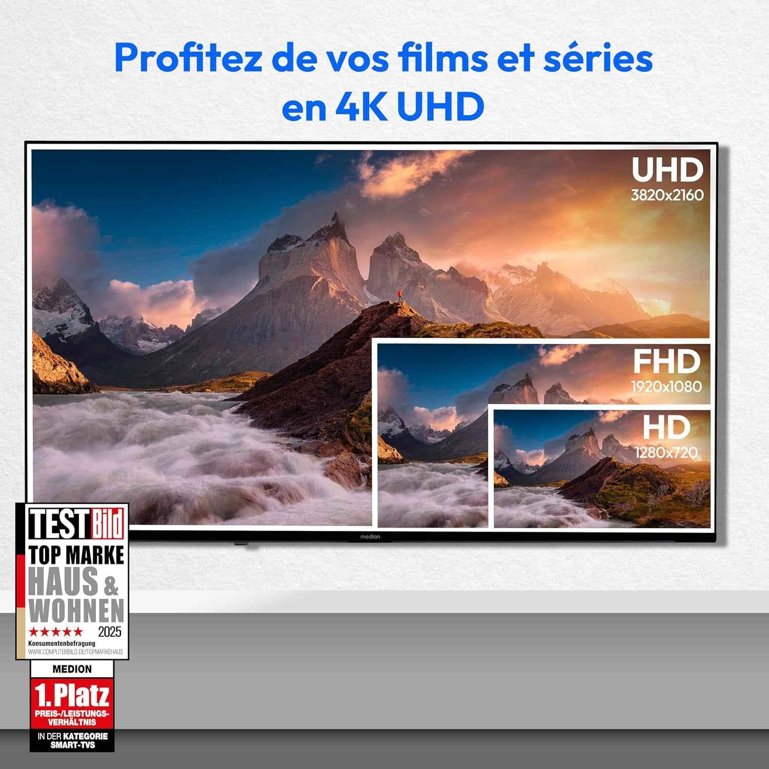 TV 43 Pouces 4K (108 Cm) QLED Television (Smart TV 4K, Dolby Vision HDR, VIDAA Store, Netflix, Prime Video, Disney+, DAZN, Paramount+, DTS X, Dolby Atmos, PVR, Bluetooth, MD 843600)