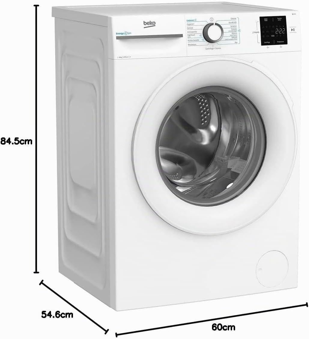 Lavatrice 8Kg Energy Spin a Inverter Vapore 1200Giri Bmwu3821W