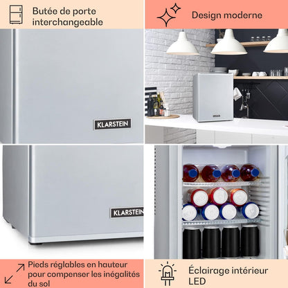 Mini Frigo De Chambre De 33L Pour Snacks Et Boissons, Top Silencieux, Bar, Petit Réfrigérateur Camping, Pour Cosmetique, Refrigerateur Avec Étagères Réglables, 5-15°C