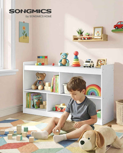 Étagère À Jouets Pour Enfants, Meuble De Rangement Esprit Montessori, 5 Compartiments Ouverts, Pour Chambre D’Enfant, Salle De Jeux, Salon, 30 X 112,2 X 65 Cm, Blanc Nuage GKR052WZ01