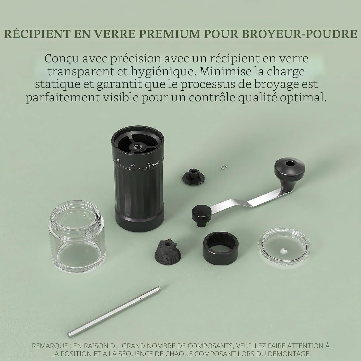 Moulin À Café Manuel Extérieur Réglable Avec Mécanisme Conique De Haute Précision En Céramique, Réglage À 40 Niveaux, Adapté Pour Aeropress, Pour over Et Moka.