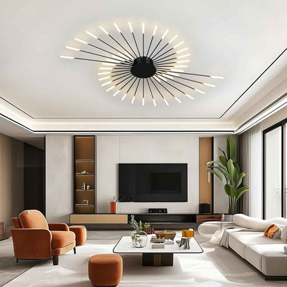 Plafonnier LED Feu D'Artifice 42-T¡§Ote Lampe De Plafond Moderne Suspension Lustre Int¡§|Rieur Pour Salon Salle ¡§¡È Manger Bureau ¡§|Clairage De Plafond(Noir)