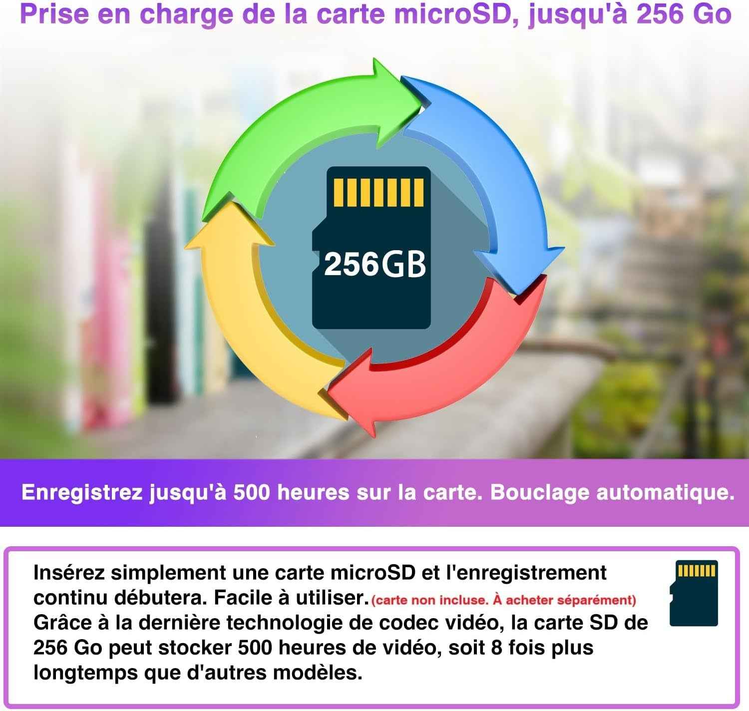 MW8 Caméra Espion Wifi 2K Ultra HD Camera Sans Fil, 5000Mah Batterie, Détection De Mouvement Intelligente, Alarme Sur Téléphone Portable, Vision Nocturne, Alarme Par E-Mail,Noir