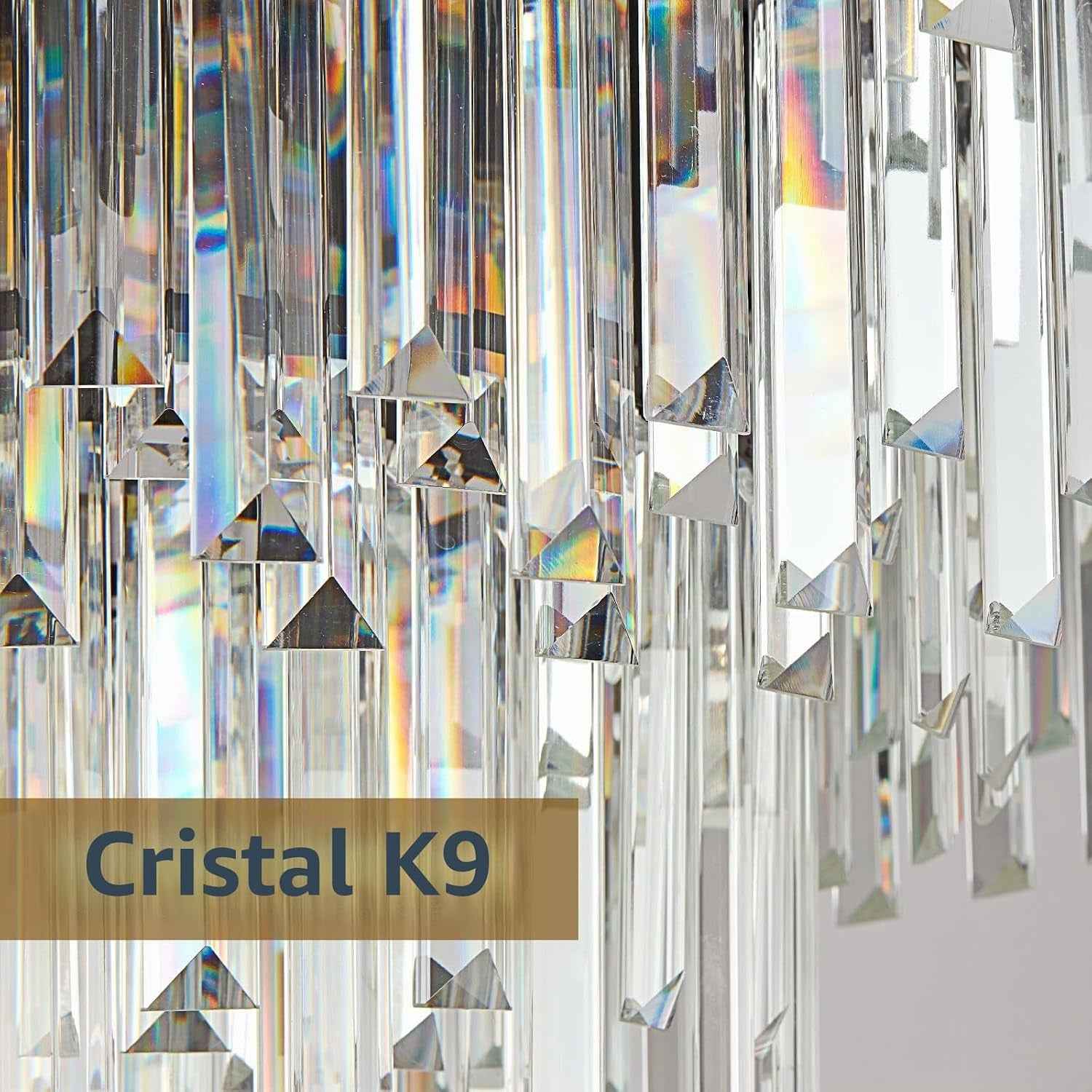 Moderne Lumière En Cristal De Luxe Suspendue, Lustre En Cristal Noir, 8Xe14 Raindrop Lustre Lumière Plafonnier Encastré Pour Salle À Manger, Φ60Cm