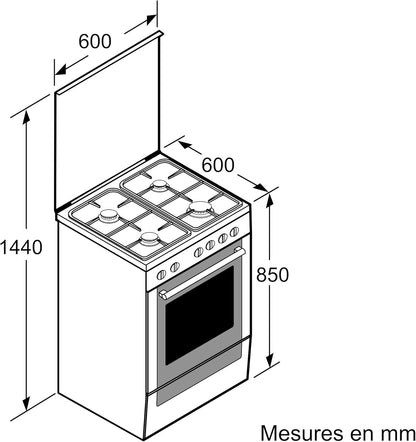 HXS79RJ50 Série 6 - Cuisinière Indépendante À Gaz Et Four Électrique - Pyrolyse - 63L - Inox