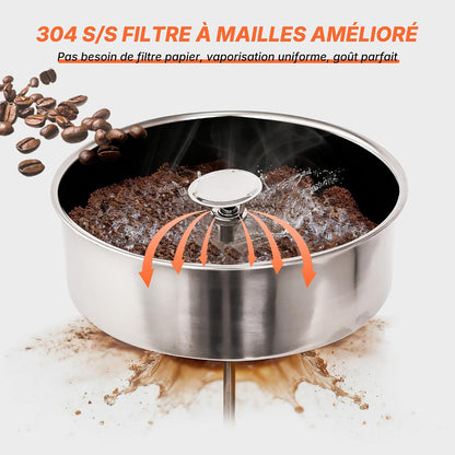 Hakka Percolateur À Café 7L/50 Tasses, Professionnelle Percolateur En Acier Inoxydable, Grand Distributeur De Café, Commercial Percolateurs Électrique Avec Indicateur De Niveau D'Eau (Max: 5,7L)