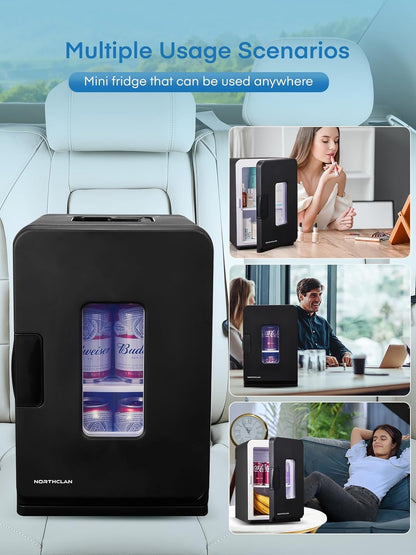 Mini Frigo De Chambre 15L/21 Cans, Réfrigérateur Électrique Avec ECO Mode Silencieux Pour Chambre/Voiture, Fonction Chaud/Froid, 12V/220V Glacière Portable De Beauté