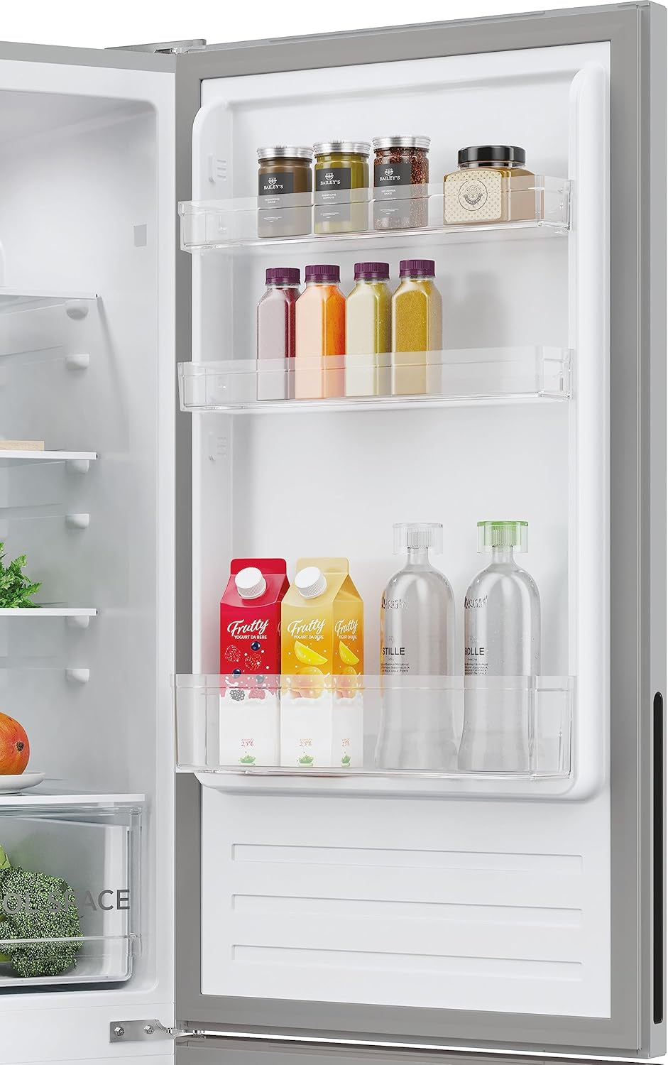 H-FRIDGE 300 HOCT3L517ES2 Frigo-Congélateur 2D Autonome, Technologie Low Frost, Fonction De Superrefroidissement, Affichage Électronique, Classe Énergétique E, Argent