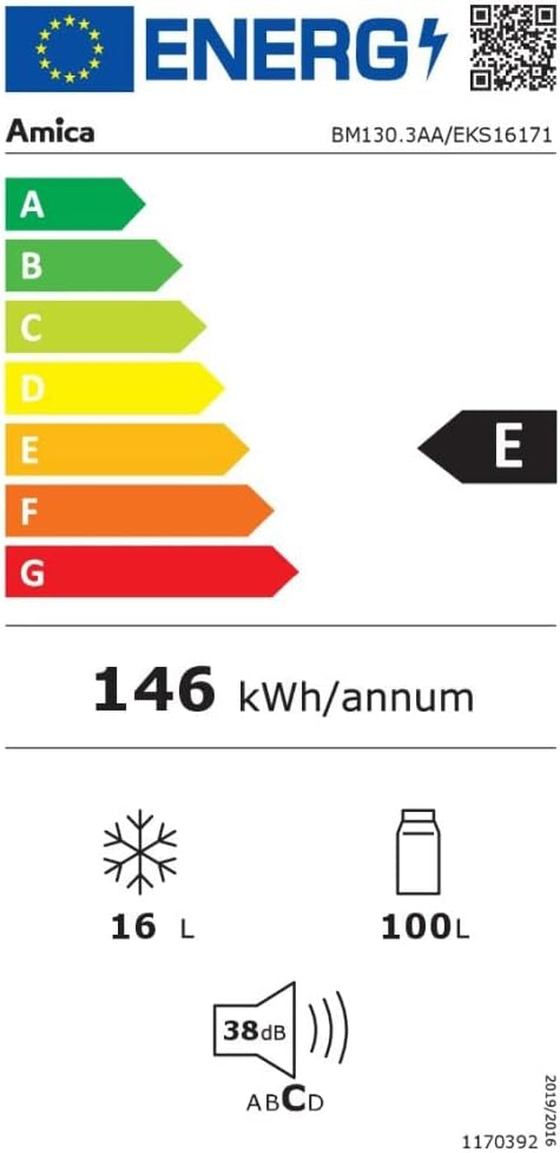 Amica EKS 16171 Frigo Combine Intégré (Placement) 116 L E Blanc