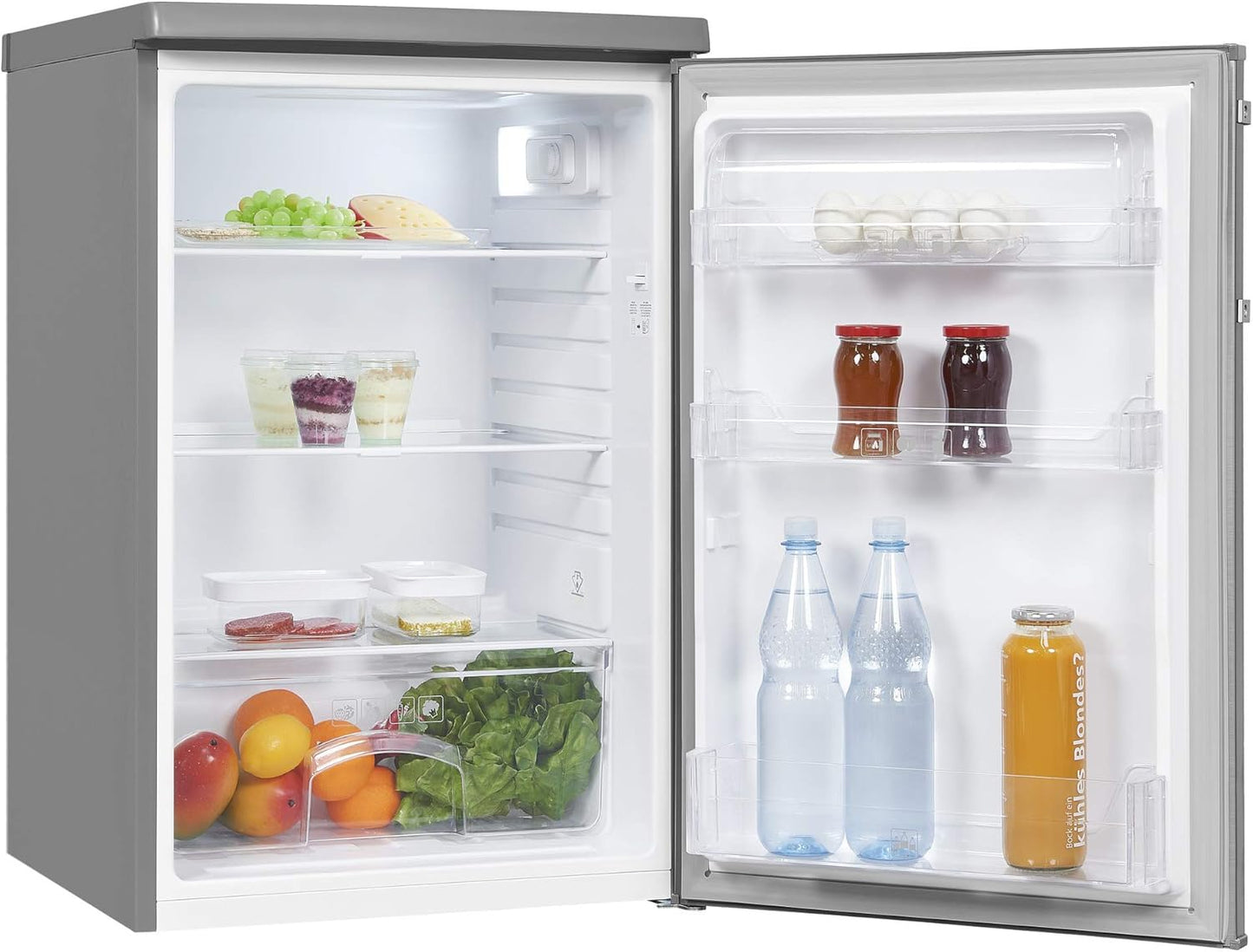 Exquisit Réfrigérateur KS16-V-H-040E Inoxlook | Meuble Sur Pied | Volume 127 L | Inoxlook | Étagères En Verre Et Compartiment À Légumes | Éclairage | Étagères De Porte | Butée De Porte Interchangeable