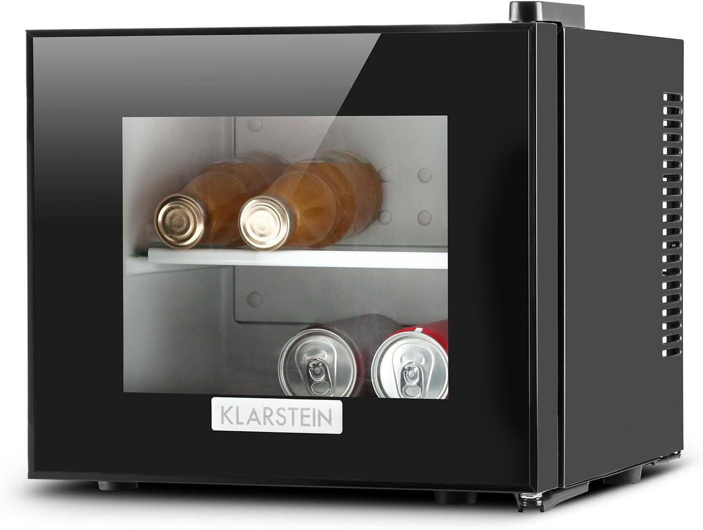 Frosty Mini Frigo Réfrigérateur Compact Pour Boissons Et Fromages 10 L 65 W Classe B (Température 12-18 °C, Porte En Verre À Isolation Double, 30 Db, Éclairage Intérieur) - Noir