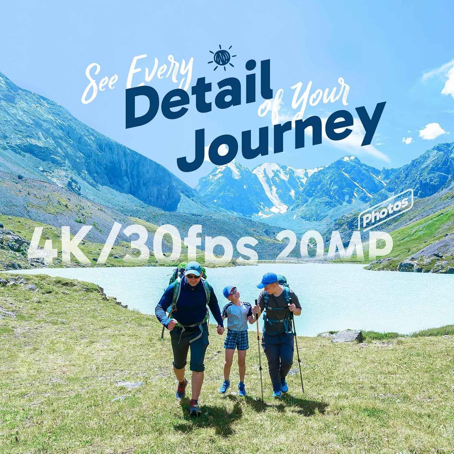EK7000 Caméra Sport 4K 30FPS 20MP Wif Camera 4K Étanche Stabilisation | Boîtier 40M, Grand Angle 170°, Télécommande 2.4G, Kit Montage, Qualité D'Image Ultra HD Pour Les Passionnés D'Aventure, Noir
