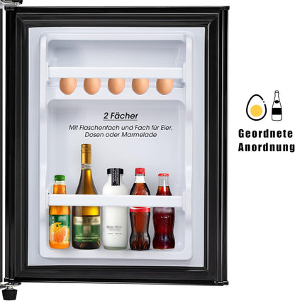 Réfrigérateur Congélateur De 60 Litres - Double Porte - Capacité De Congélation : 22 Litres - Volume De Refroidissement : 38 Litres - 172 Kwh/An - Lumière LED De Qualité Supérieure - Noir