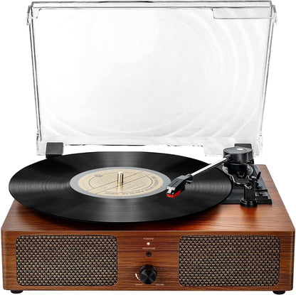 Platine Vinyle Bluetooth, Tourne Disque Avec 2 Haut-Parleurs Stéréo, Trois Vitesse 33/45/78, Prise En Charge De Usb/Aux-In/Sortie Rca,Phonographe Portable Pour Le Divertissement Et La Décoration