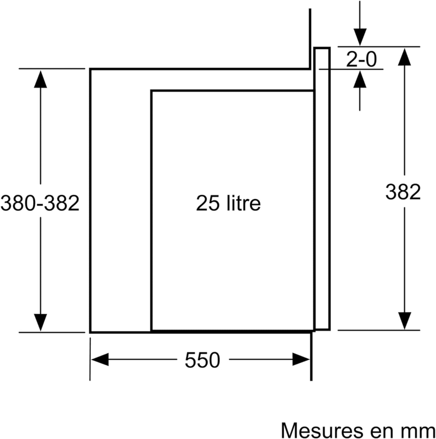 BFL554MW0 Série 6 - Micro-Ondes Intégrable - 59 X 38 Cm - 25 Litres - Blanc