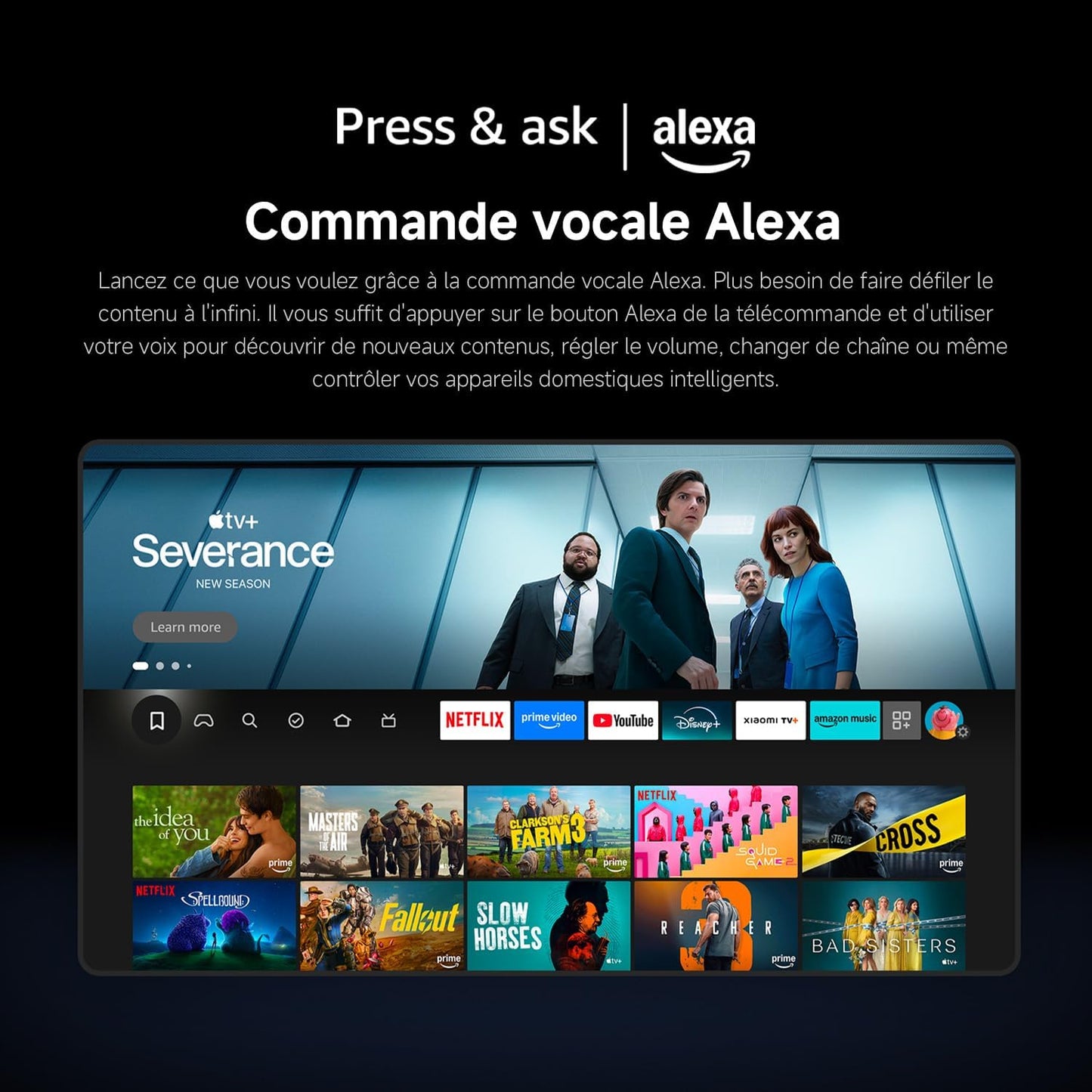 XIAOMI 32 Inch F TV, HD, Smart TV, Contrôle Vocal Alexa, Dolby Audio, DTS Virtual:X, DTS-HD, Airplay Compatible
