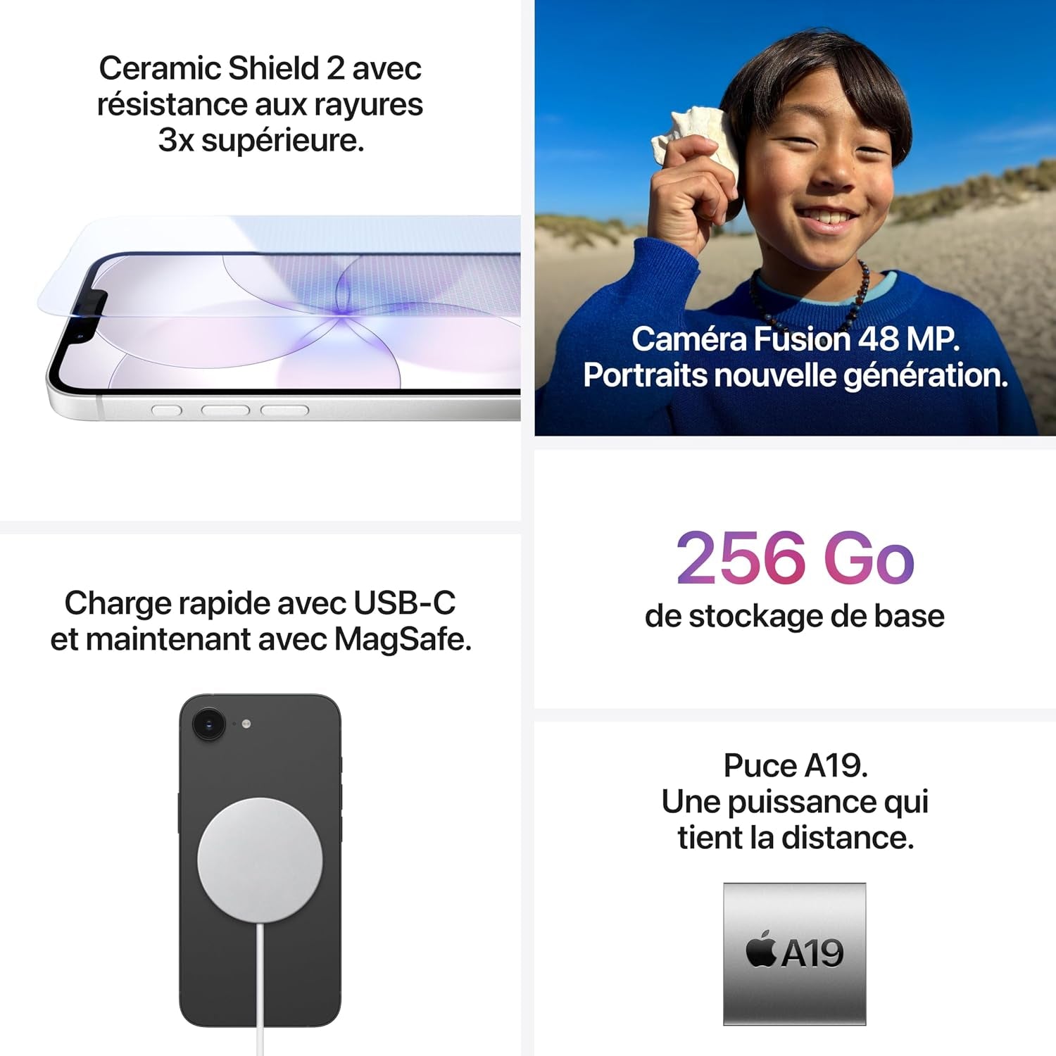 Iphone 17E 256 Go : Écran Super Retina XDR 6,1 Pouces, Puce A19, Autonomie D’Une Journée, Caméra Fusion 48 MP ; Rose Poudré