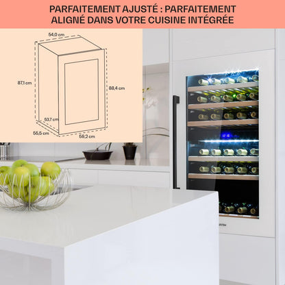 Cave a Vin Encastrable, Caves À Vin De 132L Avec Une Porte En Verre, Cave a Vins À Double Zone, Bar Intérieur/Extérieur, Frigo a De Vieillissement, À 41 Bouteilles