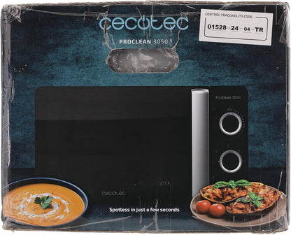 Micro-Ondes Proclean 3050. Capacité De 20 L, Revêtement Ready2Clean, 700 W De Puissance, 6 Niveaux De Fonctionnement, Minuterie 30 Minutes, Mode Décongeler, Finition Noir Et Argenté.